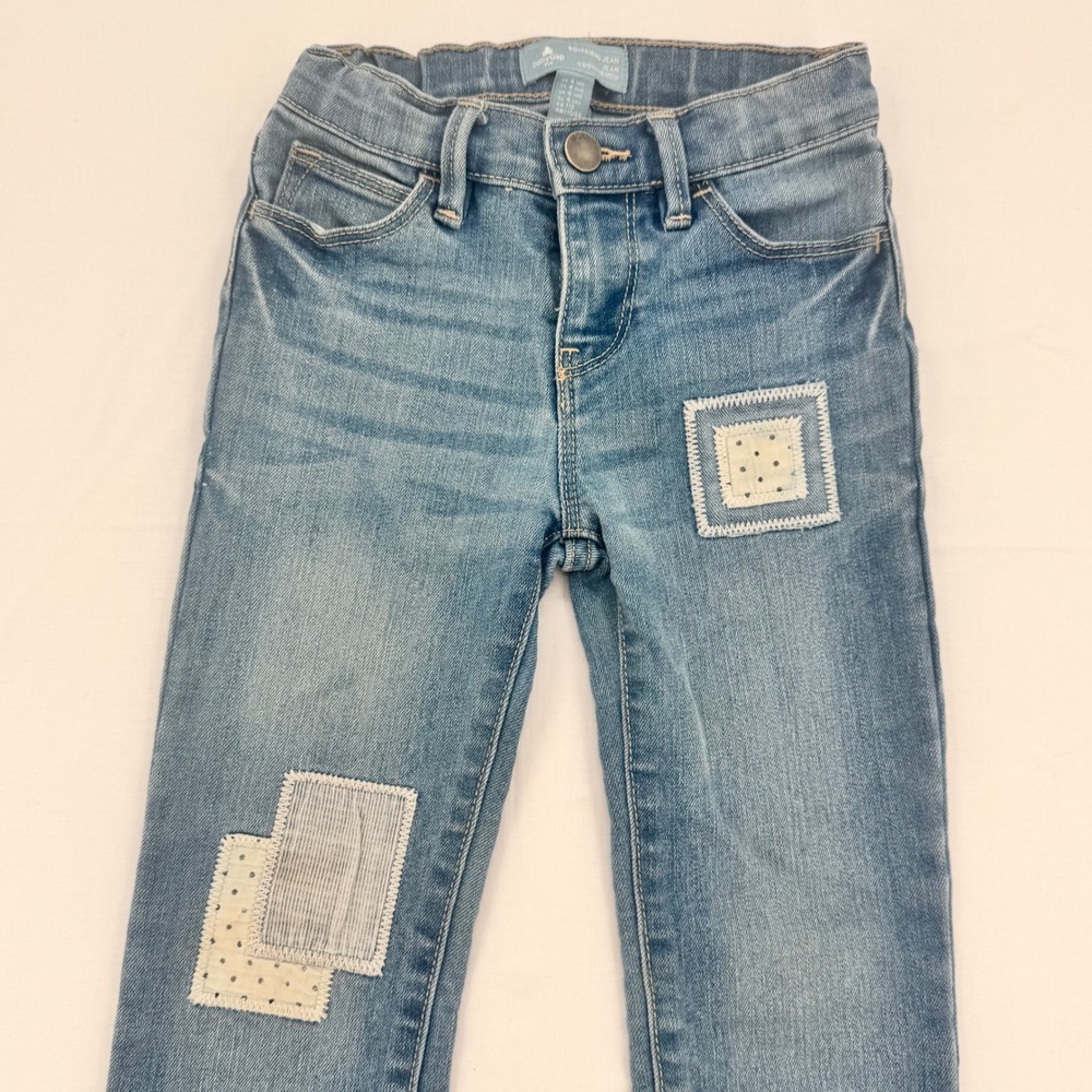 Baby Gap Girls Patchwork Boyfriend Jeans Size 4- Medium wash & Adjustable Waist - Picture 2 of 8
